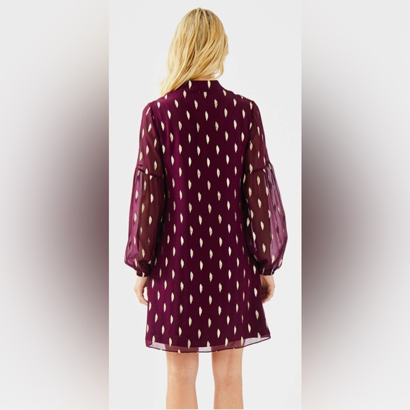 Lilly Pulitzer NWT Shea Silk Dress Cabernet Berry Diamond Clip - Picture 14 of 16